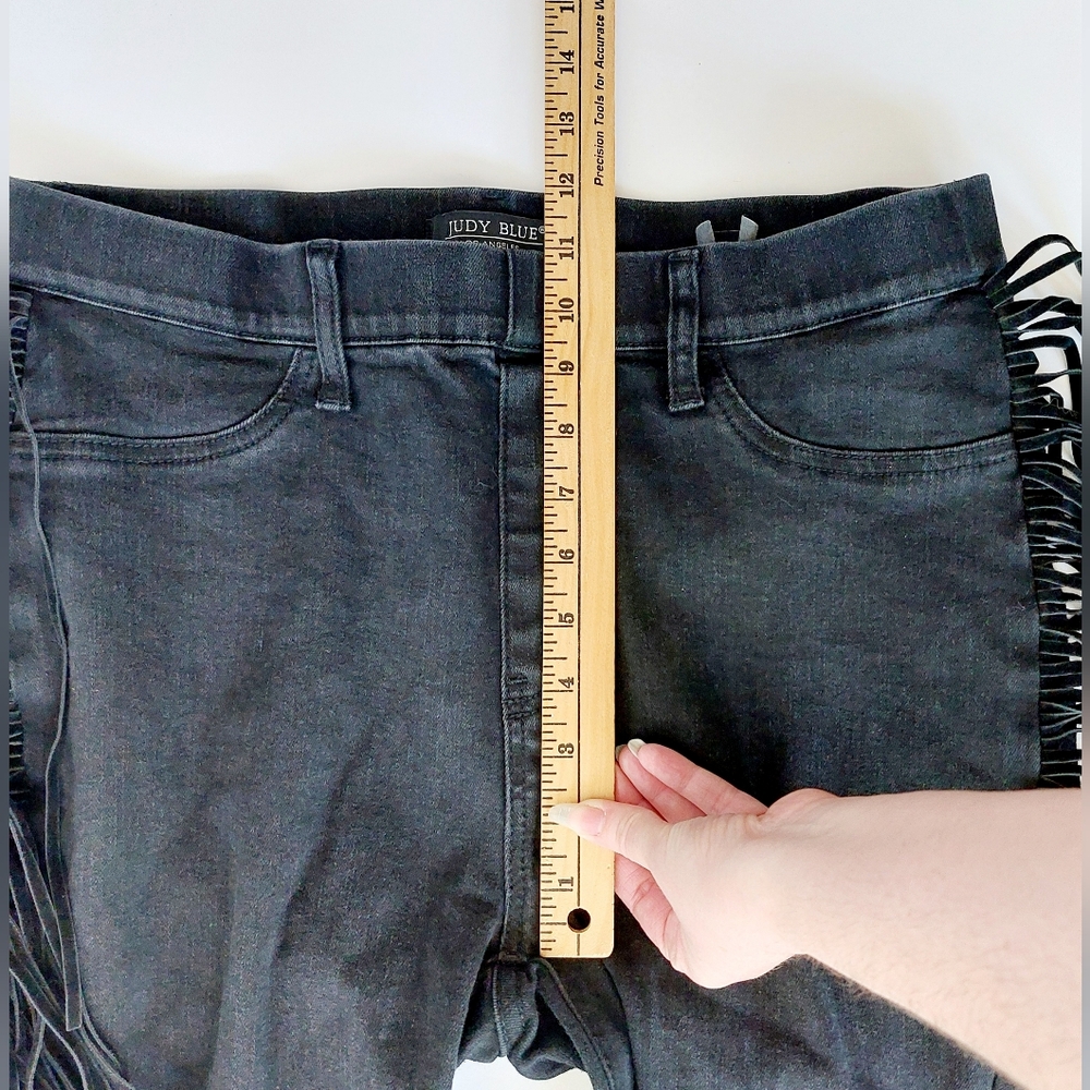 Grey/Black Western Fringe Jeans Skinny Fit Judy Blue 11/30 #JB88497 Cowgirl - Picture 8 of 9